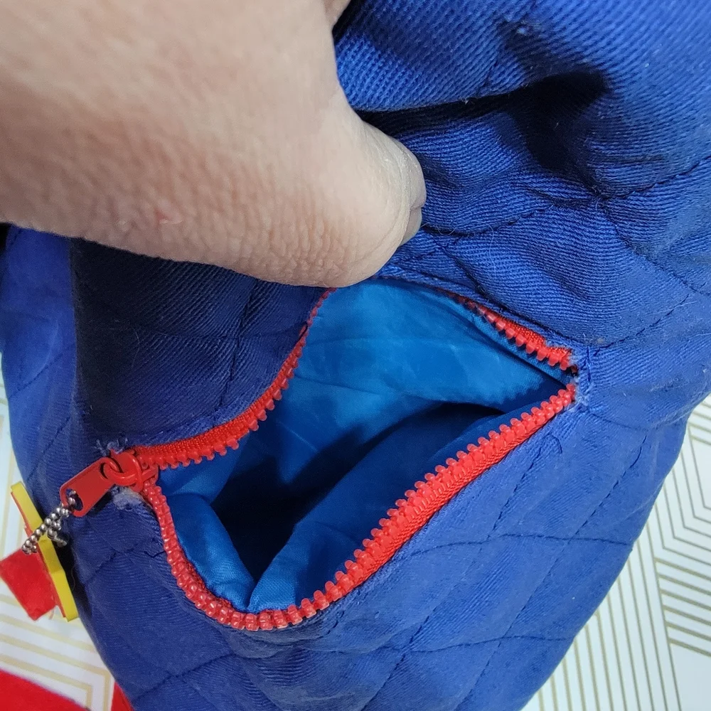 Stephen Joseph Quilted Backpack Sports Blue & Red Ages 3+ Drawstring Closure.